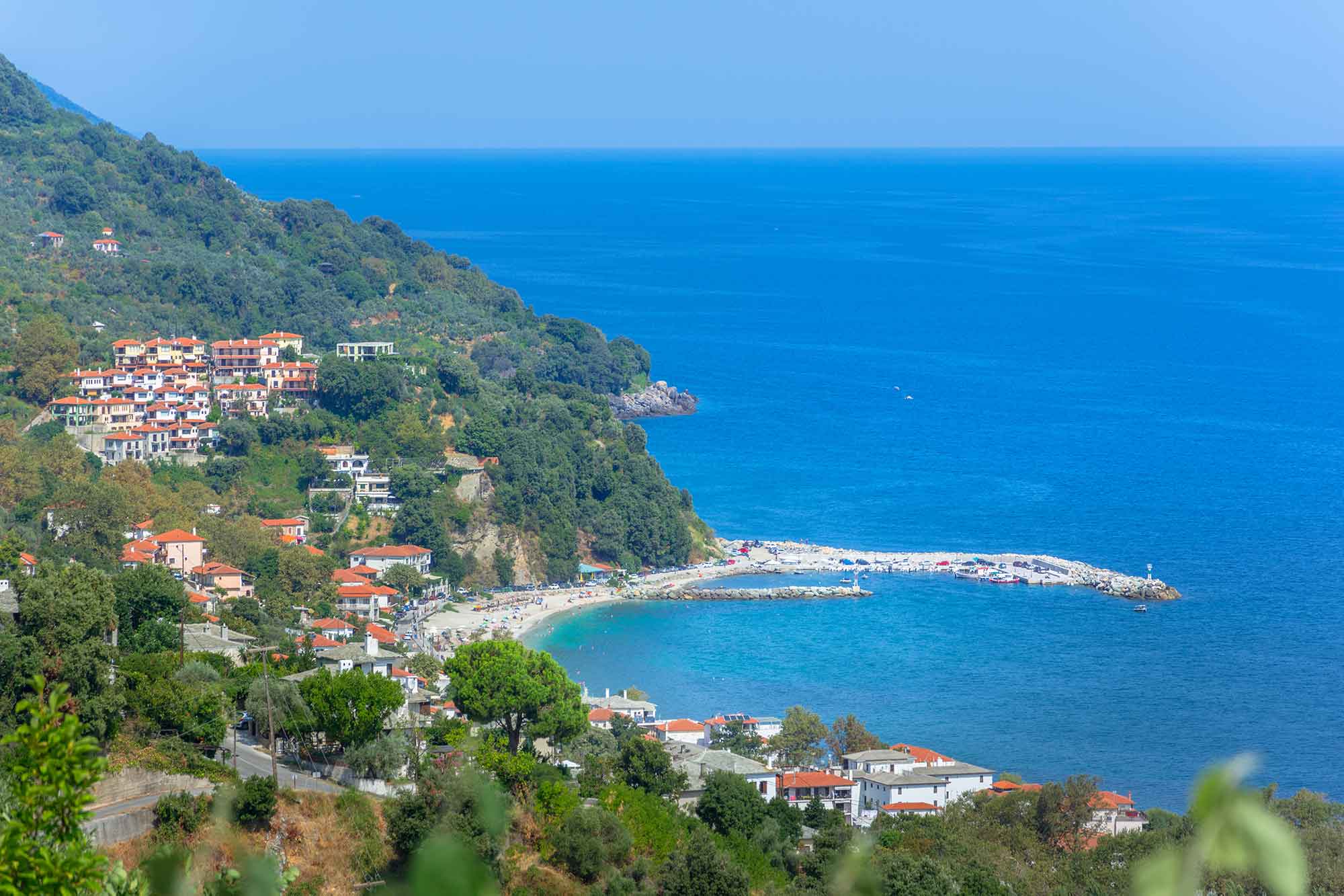 Pelion in Griechenland Landschaft mit Bäumen und Meer